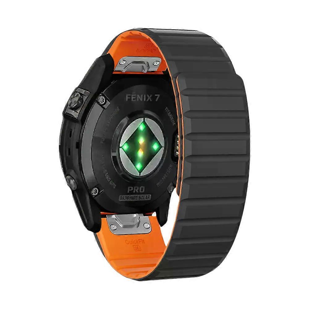 22/26mm For Garmin Dual-Color Silicone Magnetic Strap Compatible with Fenix 5/5X/6/6 Pro/7, Quatix 3/Ballistic/Edition Watches.