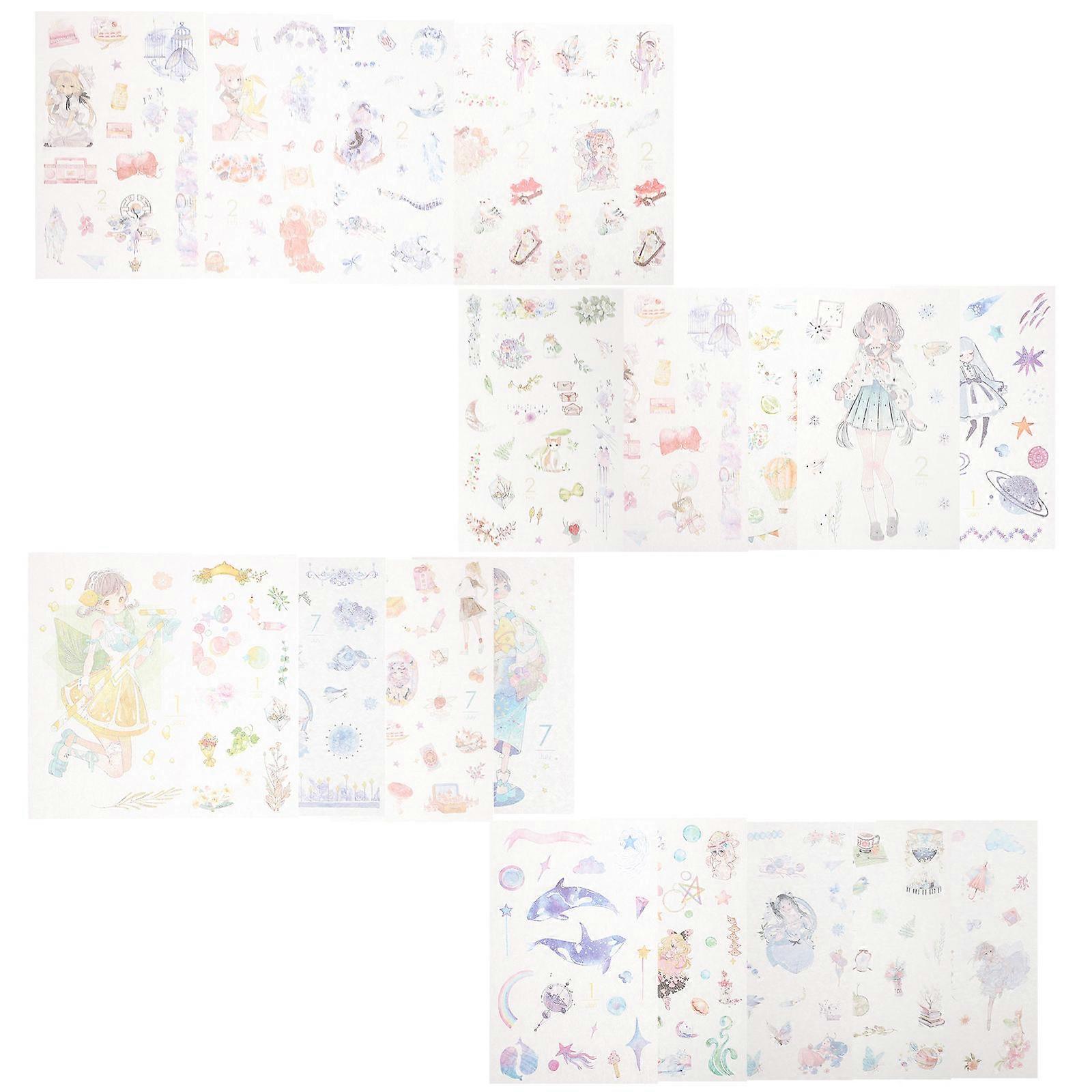 Laptop Stickers Diy Decoration Suitable for Manuals and Diaries Paper Material Assorted Color Adhesive Application 6 Sets