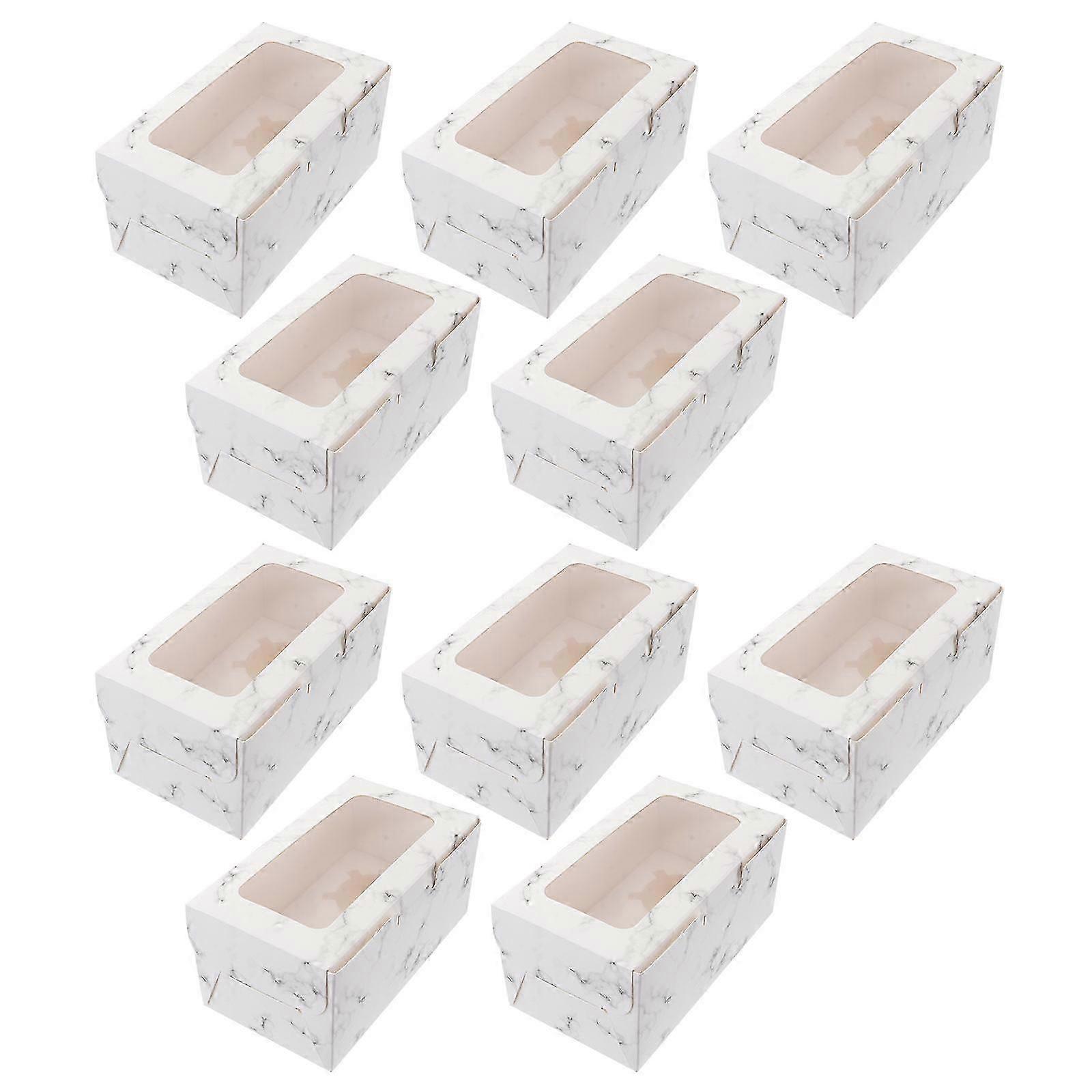 Small Dessert Boxes Sturdy Paper Cupcake Packaging for Birthdays Observation Windows 10Pcs