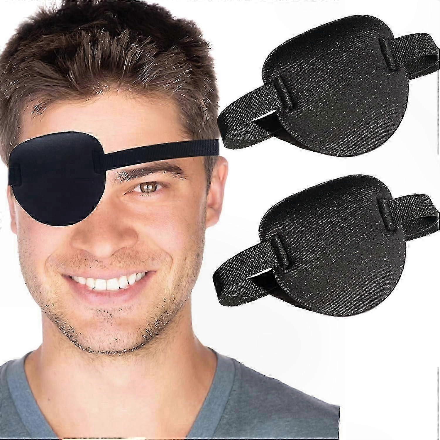 Adjustable 3D Eye Patch for Adults, Comfortable Cover for Right or Left Eye, Ideal for Lazy Eye Treatment & Costume Use (Black)