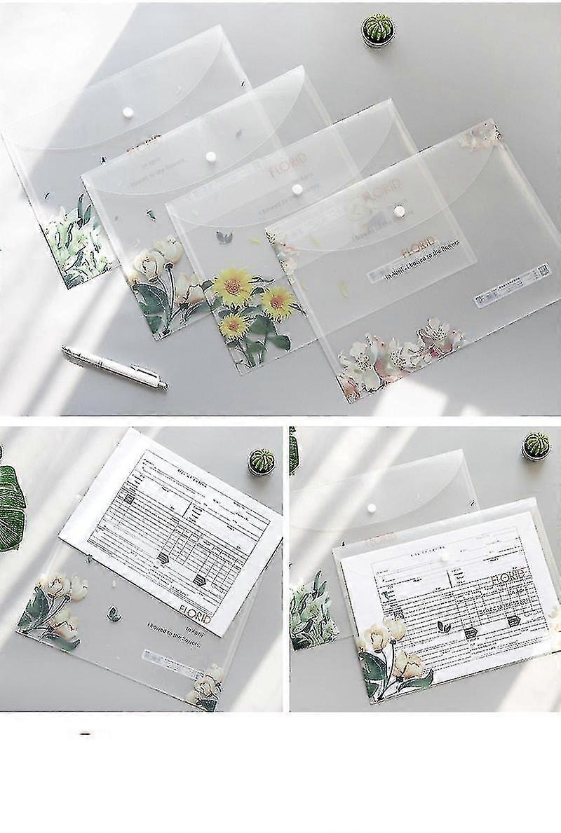 File Folders A4 Button Document Bags Transparent Folder For Office ...