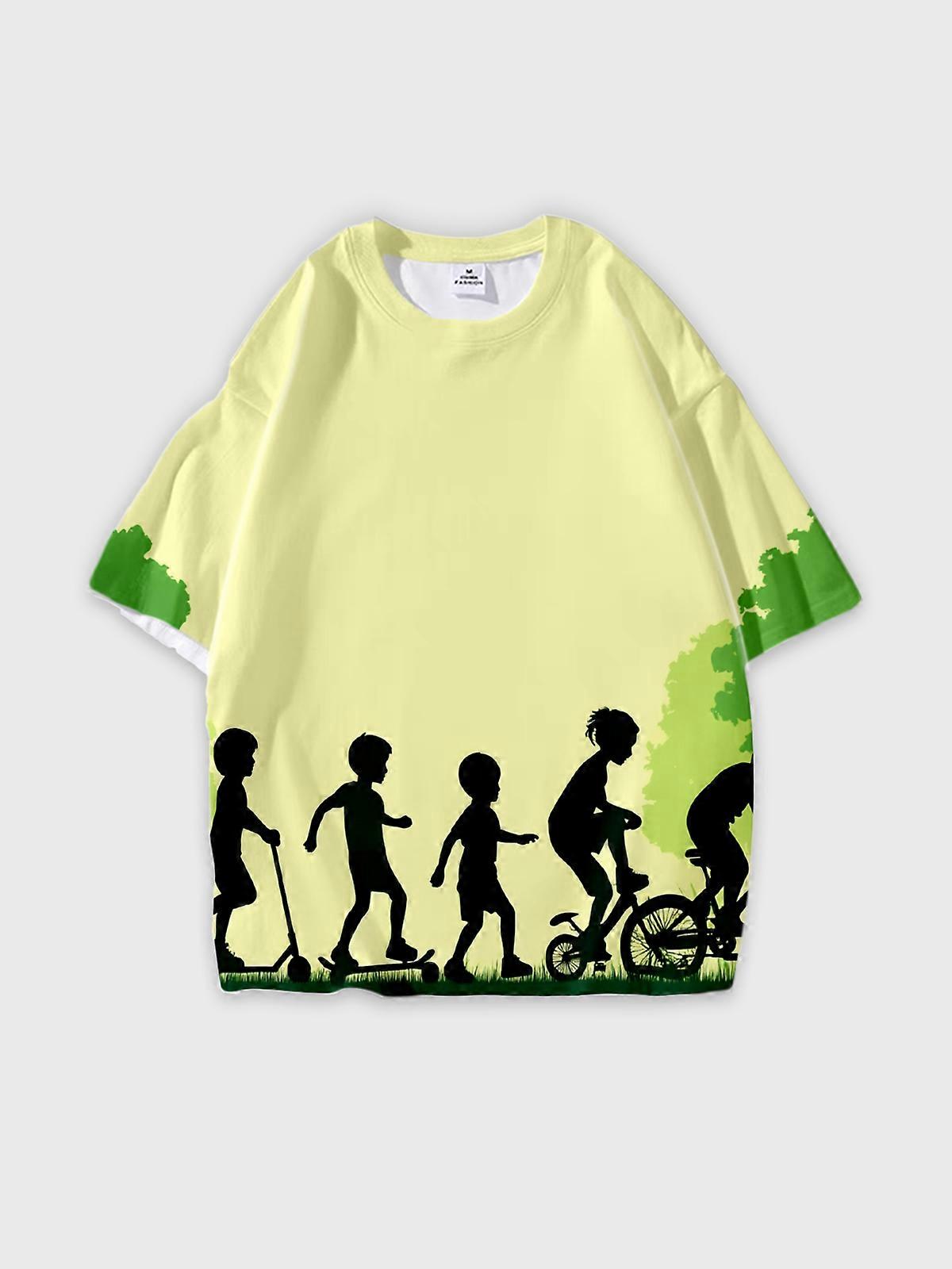 T-Shirt Short Sleeve Round Neck, Summer Casual Loose Graphic Tee, Unisex Pattern U2259