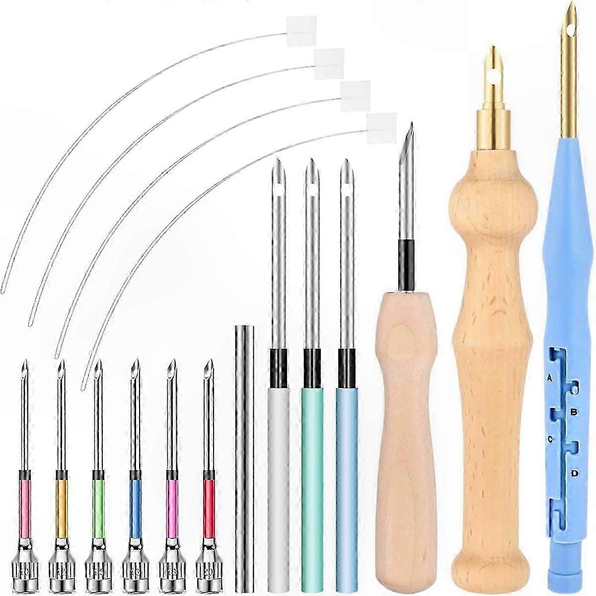 Adjustable Punch Needle Kit with 18 Pieces for DIY Crafting