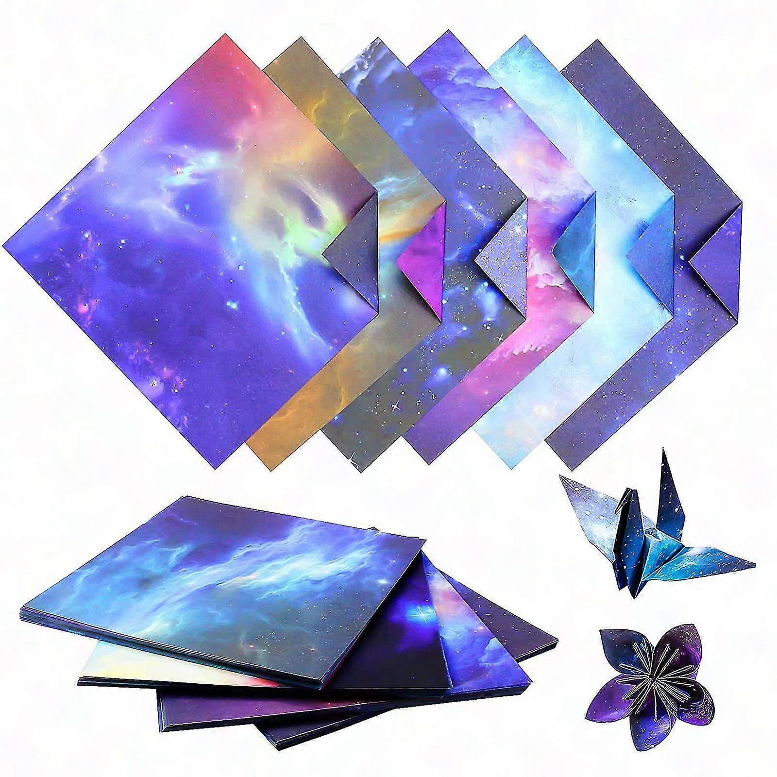 200 Sheets Galactic Space Stars Origami Paper Double-Sided 12 Colors 15cm Square Fro Craft