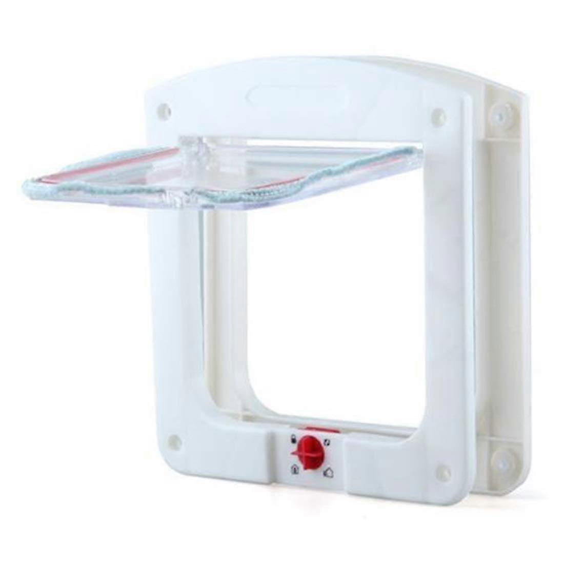 Pet Flap Door 4 Way Cat Dog Flap Plastic Small Waterproof Locking Door Flap Model 369 White Size