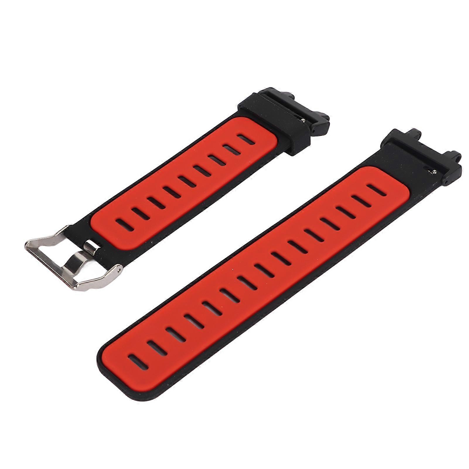 Soft Silicone Watch Strap Adjustable Replacement Band Accessory Fit for Amazfit T Rex 2 Smart Watch Black and Red 