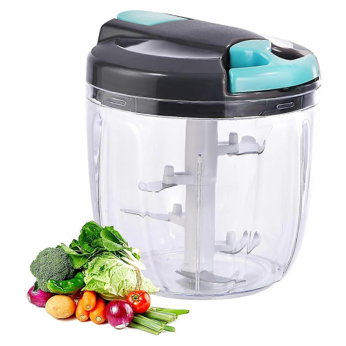 Manual Food Processor Vegetable Choppers, Portable Hand Pull String Garlic Mincer Onion Cutter