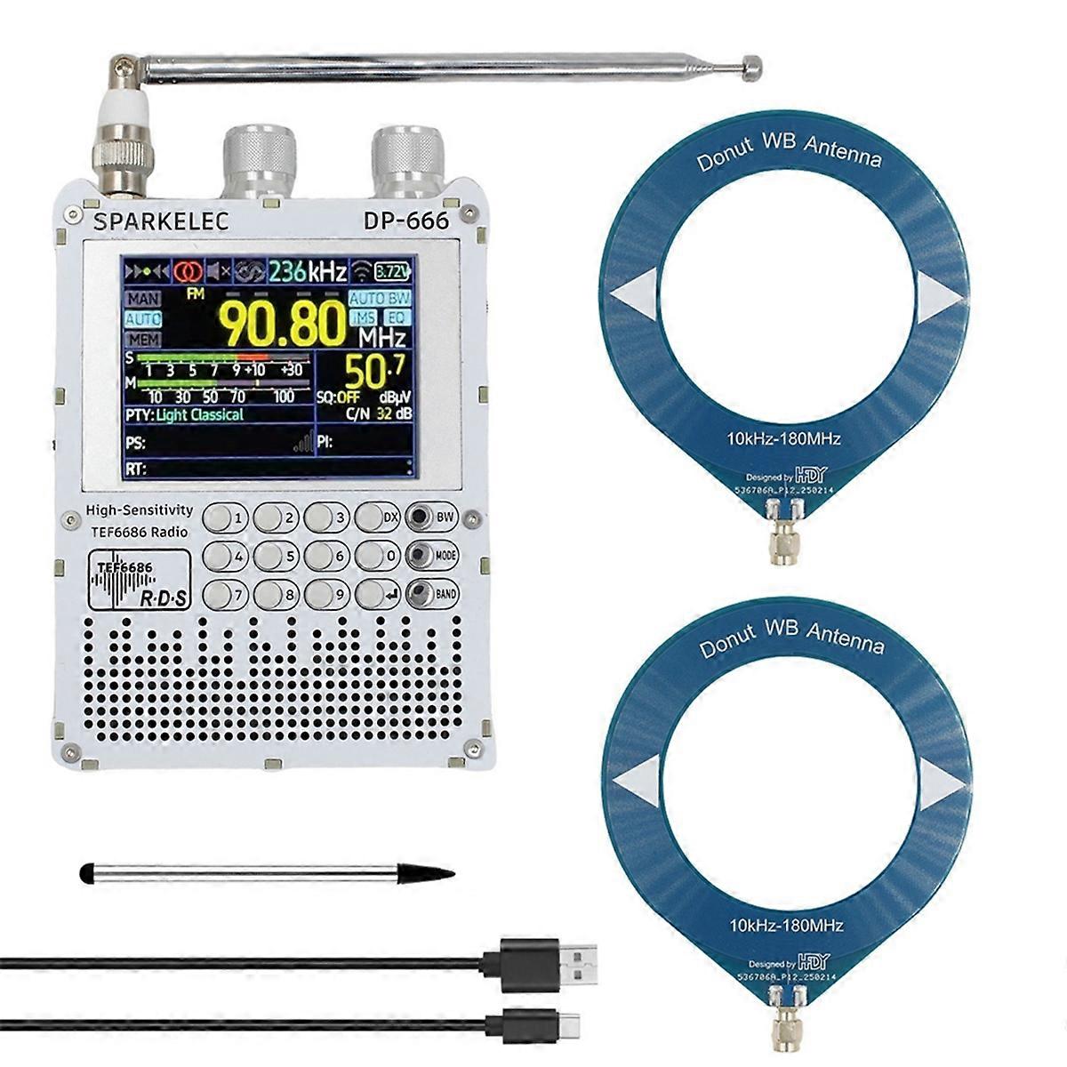 TEF6686 Radio DP-666 Vollband FM/LW/MW/SW Kurzwelle Hochempfindliches Radio ESP32 RDS 2,8 Zoll IPS Touchscreen