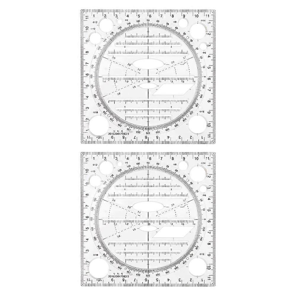 Plastic Drawing Template Ruler for DIY Use Multi Color 2 Pieces Students Engineering School Supply