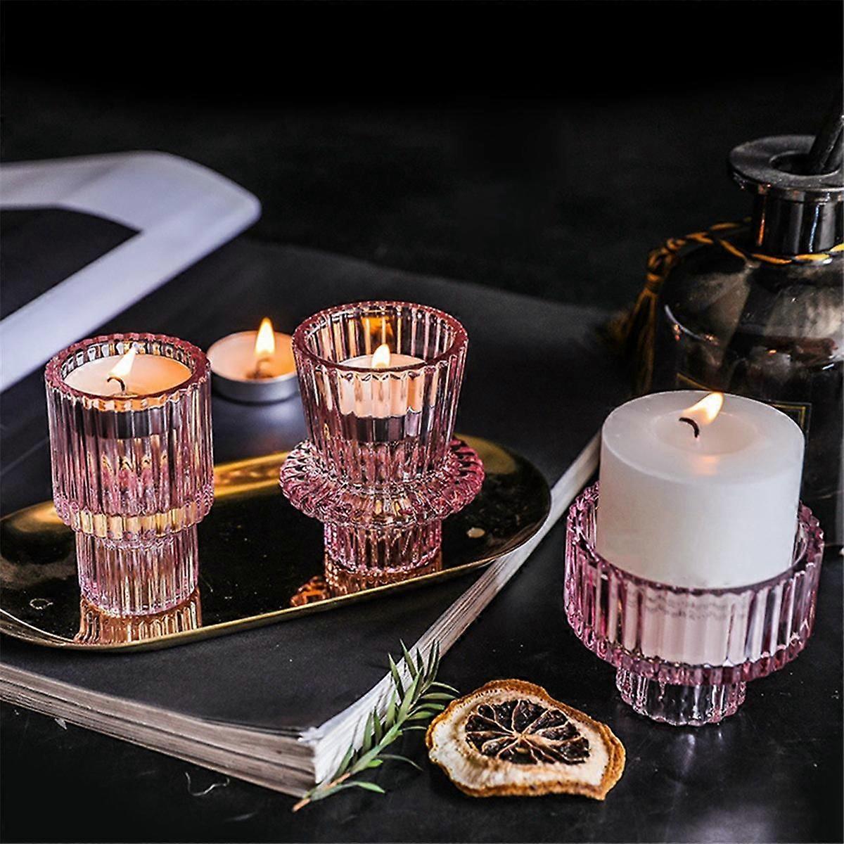 Candlestick Holders Set of 6,Candle Holders for Taper Candlesticks Pink