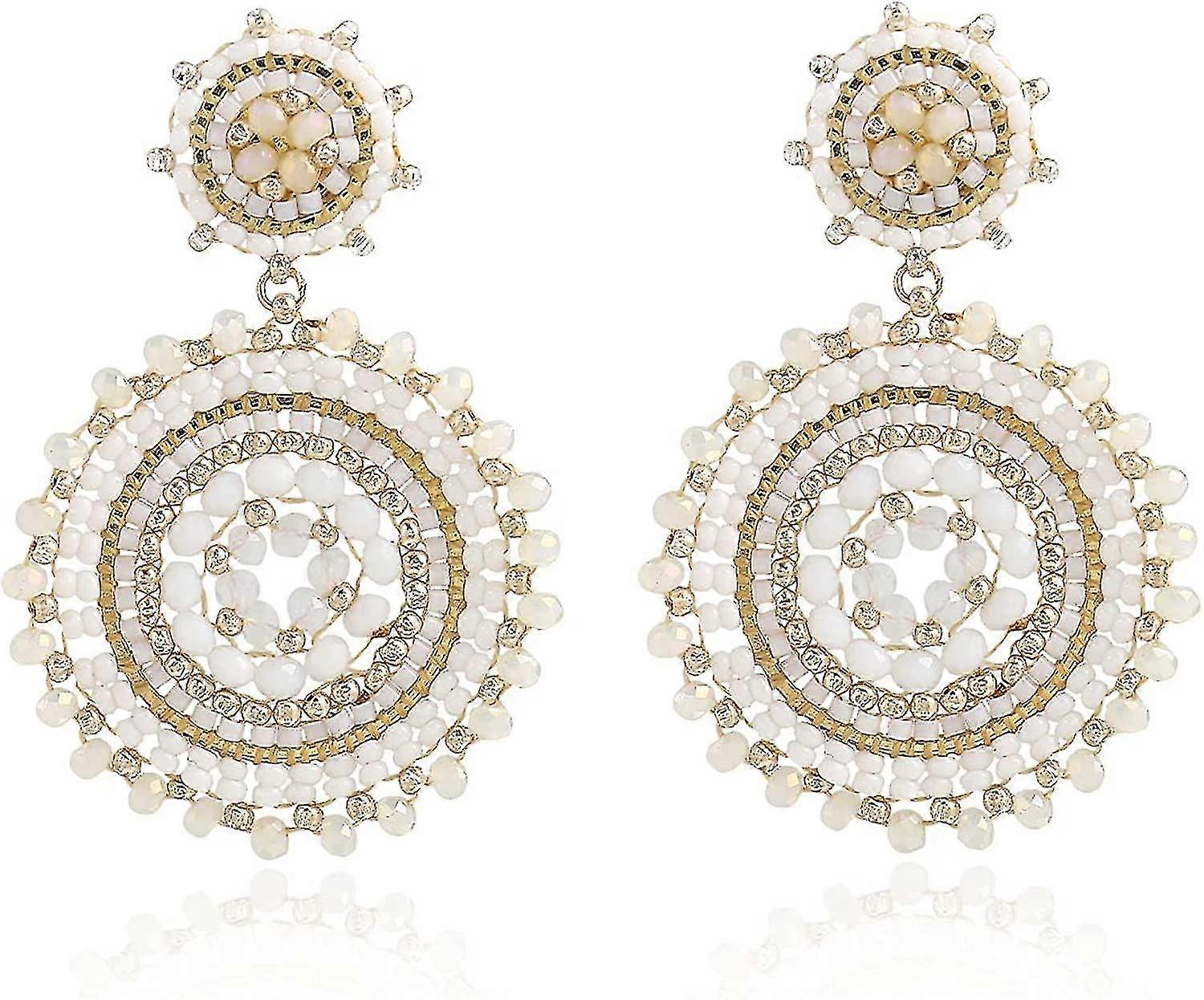 Boucles d’oreilles perles colorées pour femme Plage d’été fait à la main Bohême Hoop Dangle