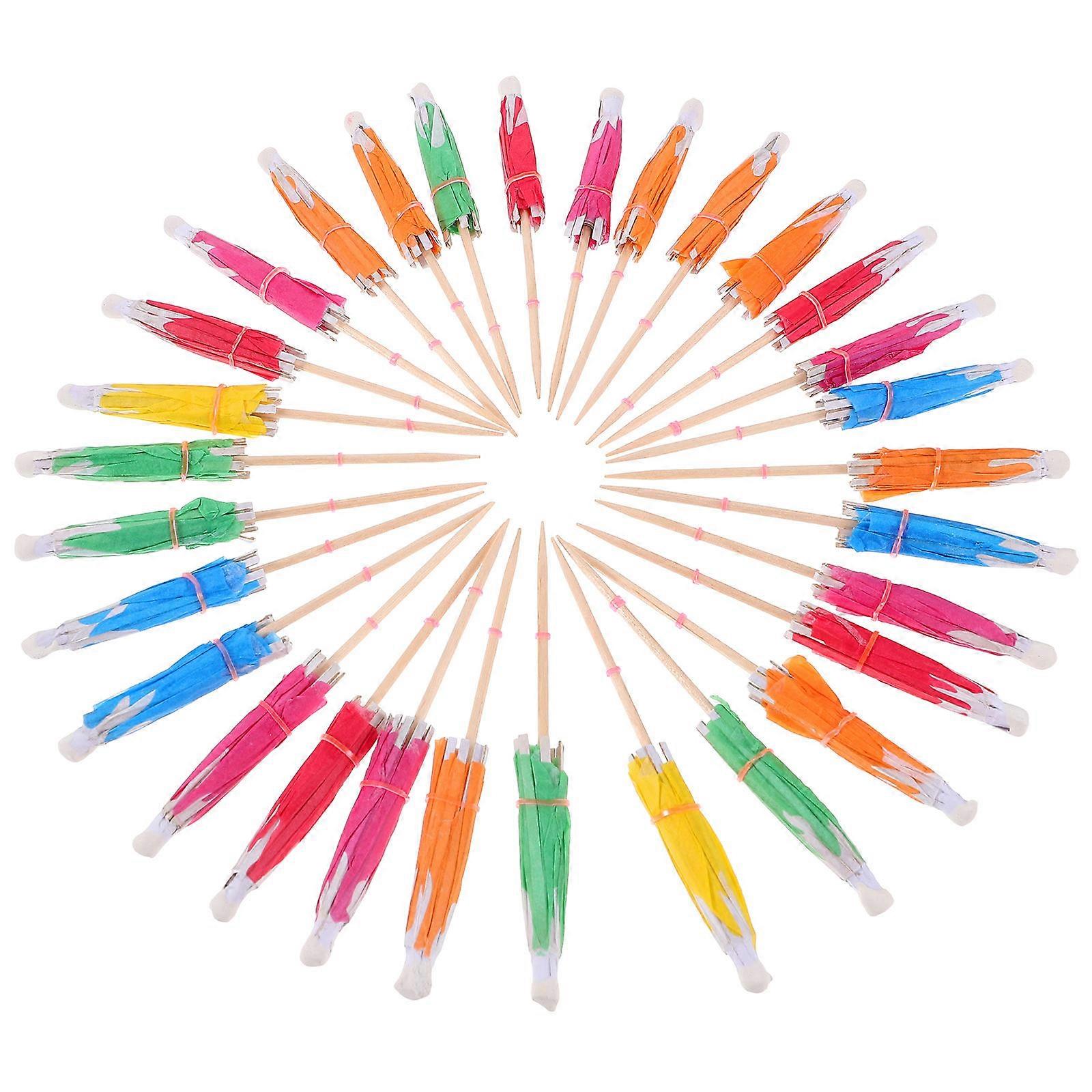Flower Shape Paper Cocktail Umbrella Picks for Decoration 100Pcs Assorted Color