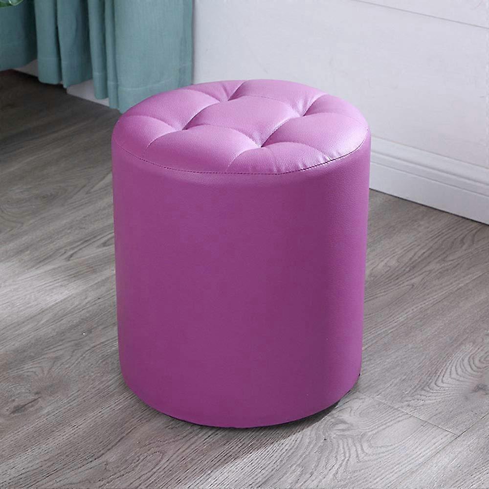 Solid Wood Bench Leather Stool For Living Room Purple Medium Size For Sofa And Coffee Table