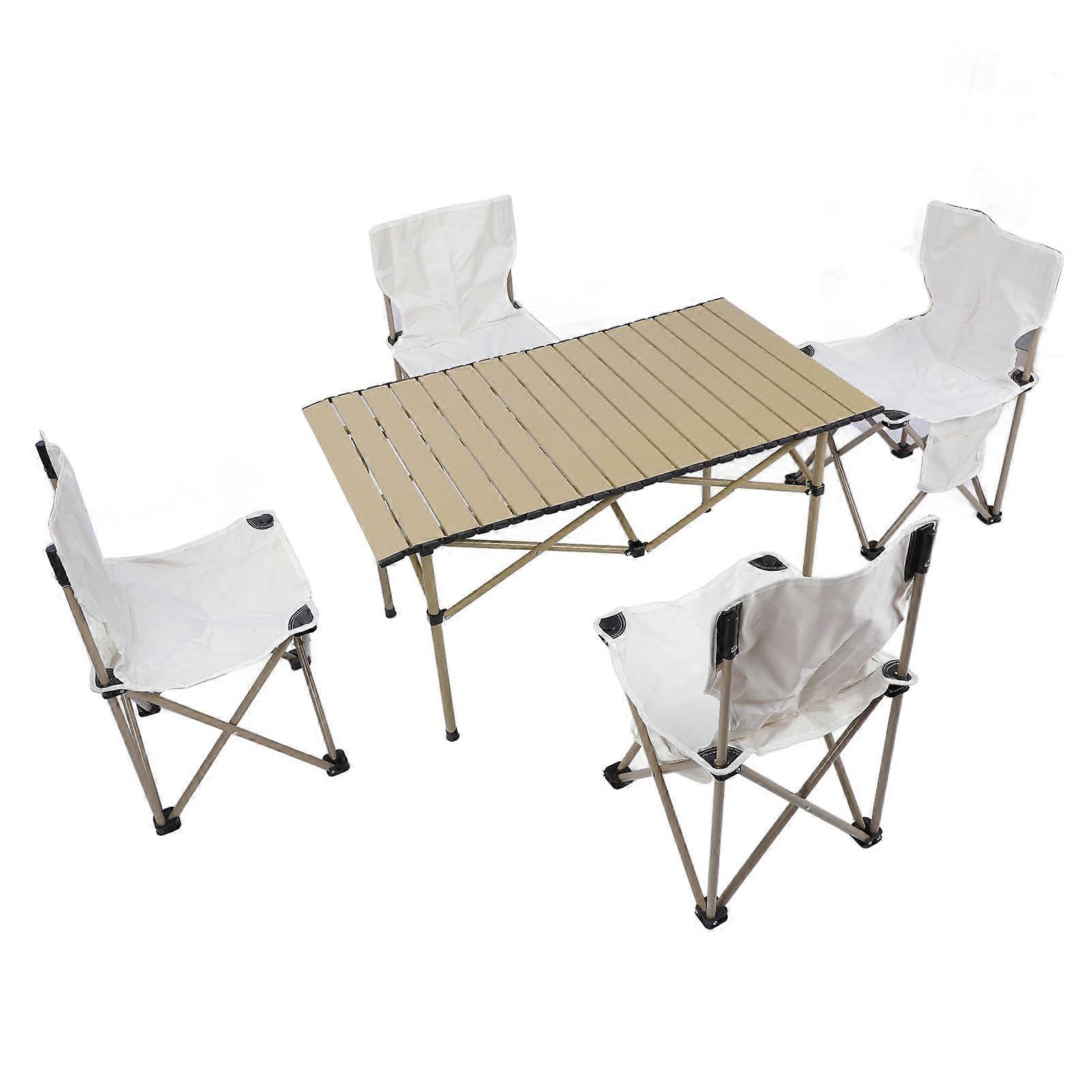Camping Table Chairs Set, Aluminum Alloy Portable Folding Table with Storage Bag