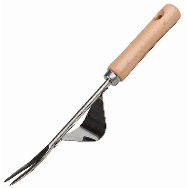 Manual Weeder Stainless Steel Weeding Gouge Tool with Wooden Handle,Fonepro
