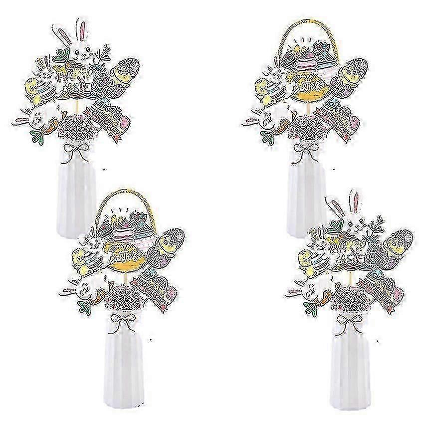 2024 Easter Theme Party Vase Flag Decoration 20pcs-DF