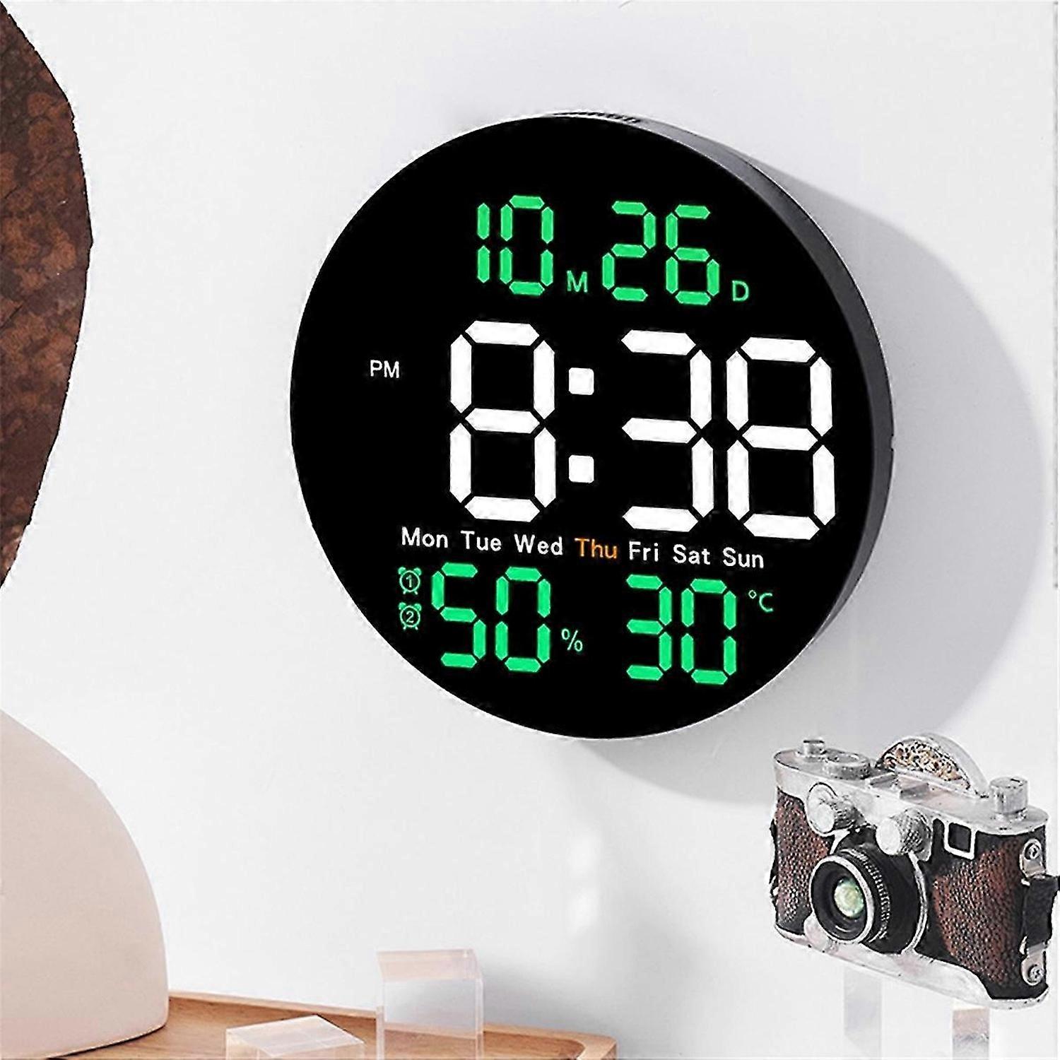 10Inch Temperature Humidity Digital Wall Clock Orange