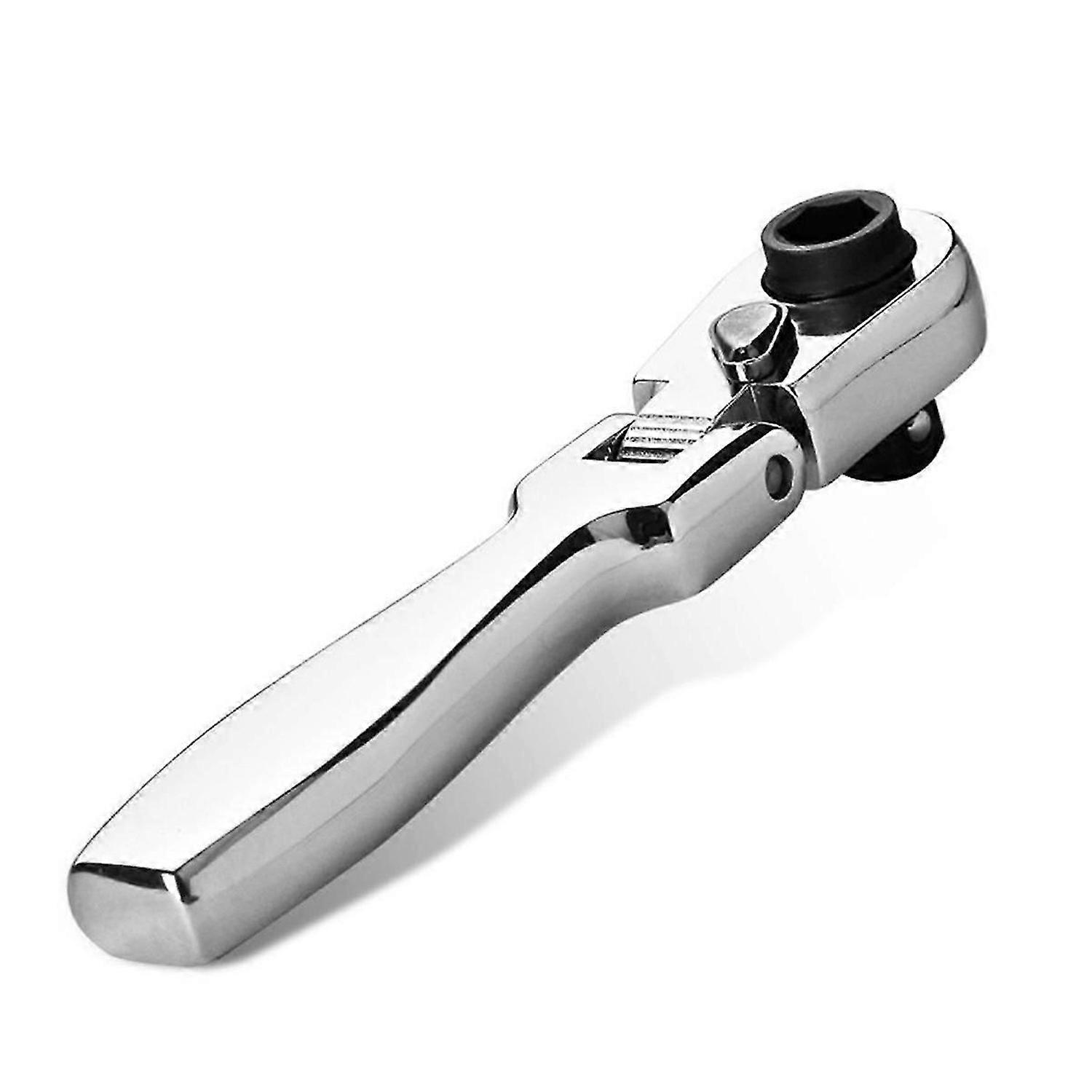 2 in 1 Flat Handle Ratchet Wrench 1/4 Double Ended 72 Teeth Quick Spanner Tool Screwdriver Socket Bit DIY Repair Tool