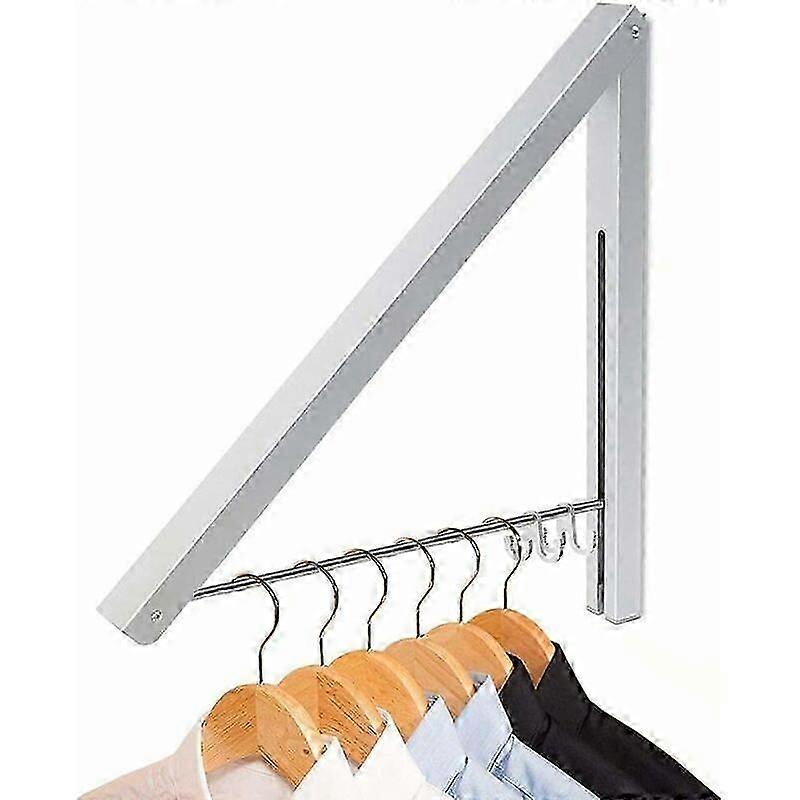 Space-Saving Foldable Wall Mounted Clothes Rack in Silver for Multi-Room Organization