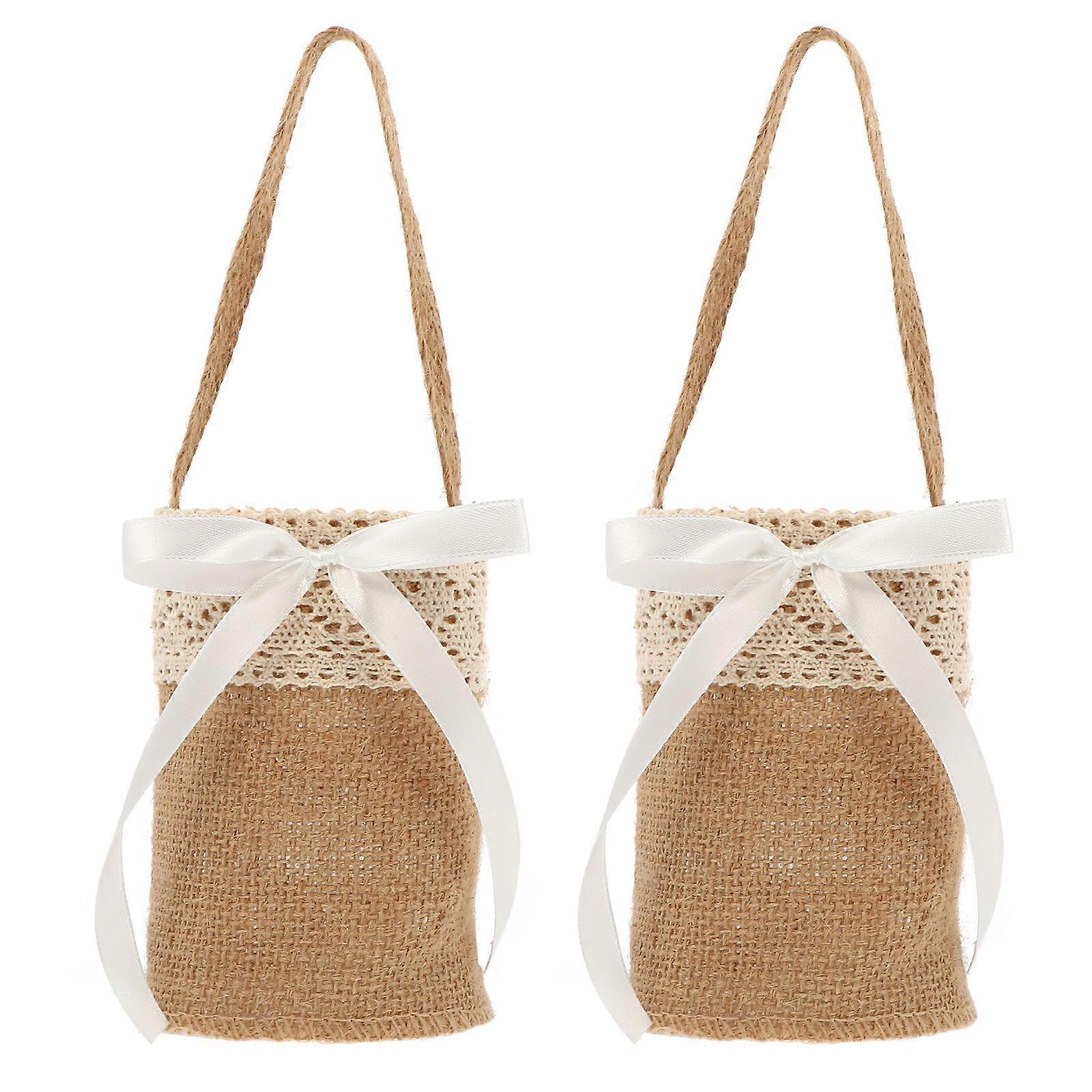 Wedding Candy Bag Linen Storage Bag For Party And Photography Props 23x8x11.5cm Storage 2Pcs