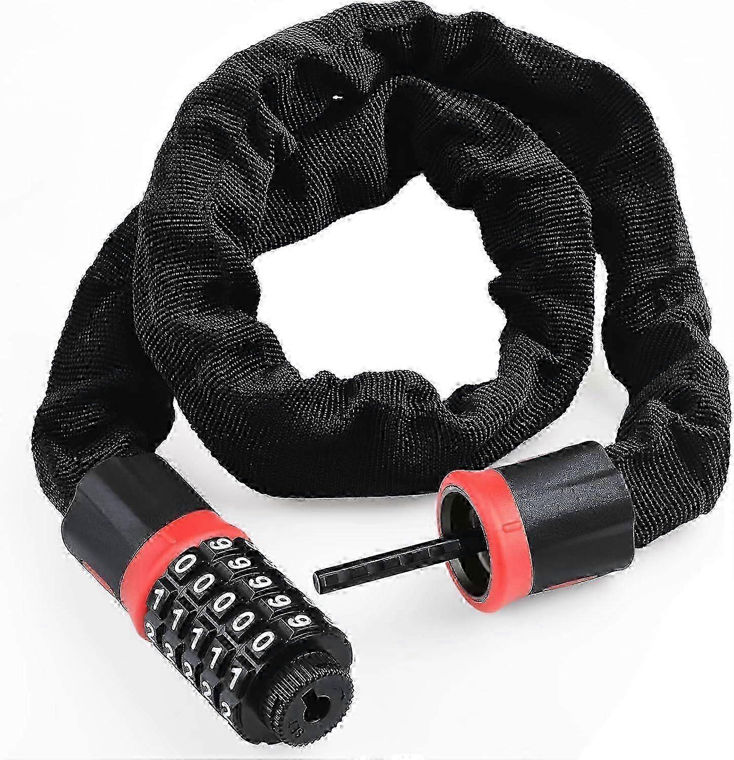 Latest Model Bike Chain Lock with Code, 5 Digit Bike Lock, 5.5mm x 90cm Zinc Alloy Combination Lock, Re