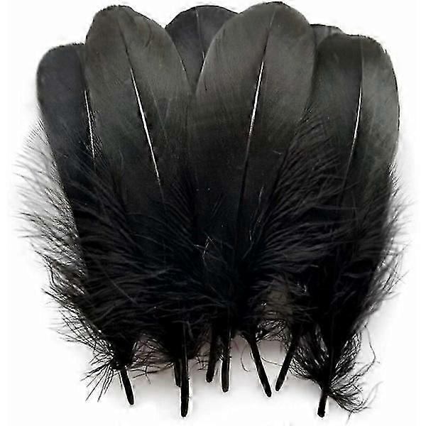 Pack de 100 plumas de ganso naturales para ropa, negro
