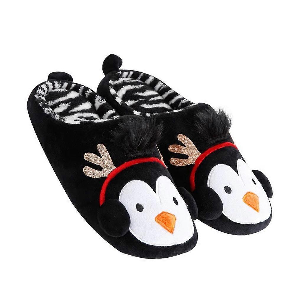 Black Warm Slippers for Home Use 1Pair
