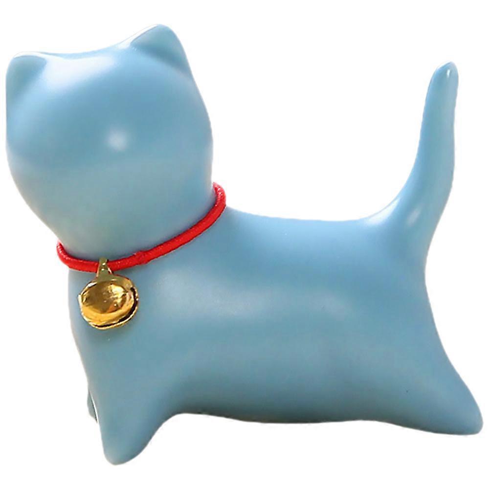 Sky-Blue Ceramic Cat Ornament for Household Decor 4Pcs Pack