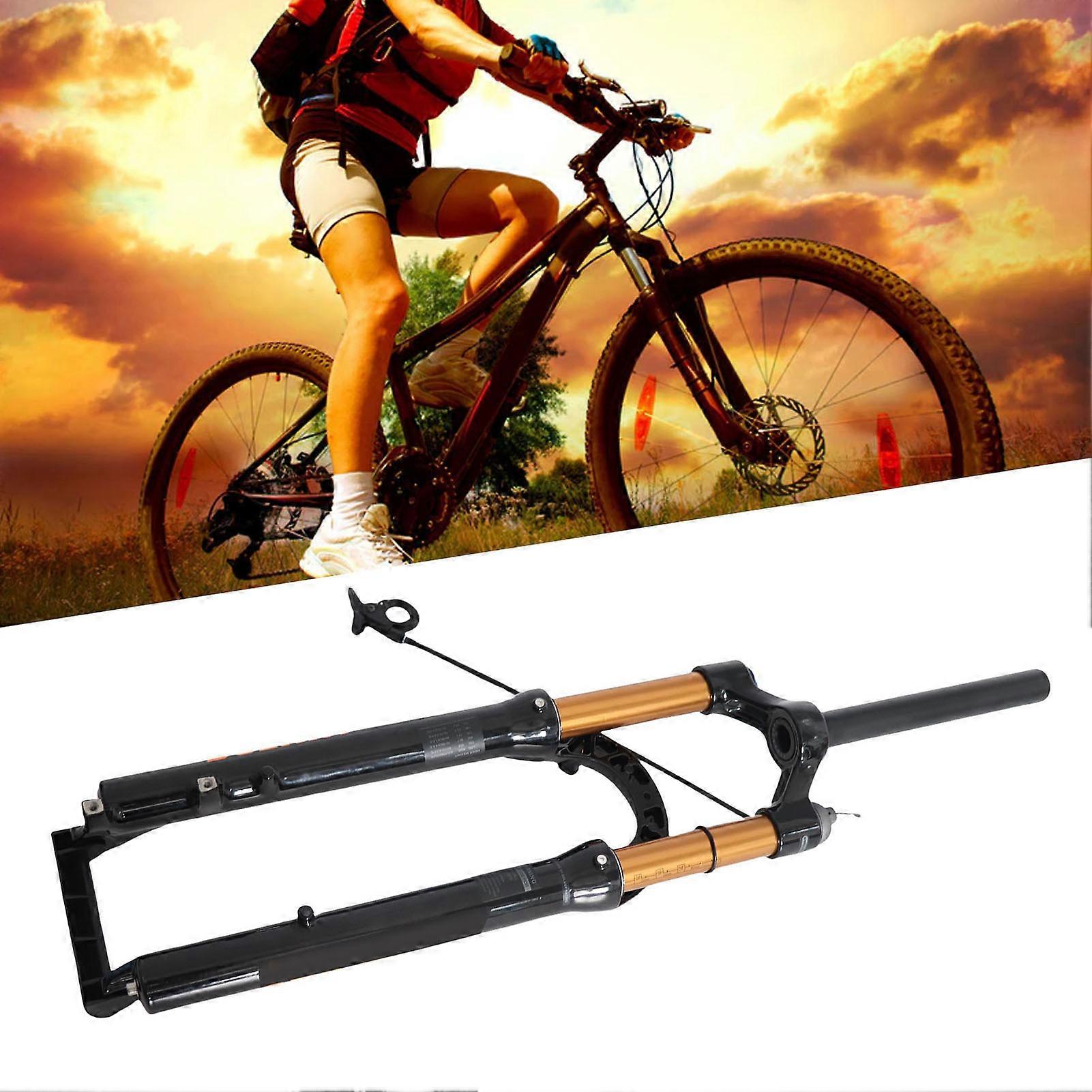 Garfo de mountain bike de liga de alumínio preto de 29 polegadas com bloqueio remoto