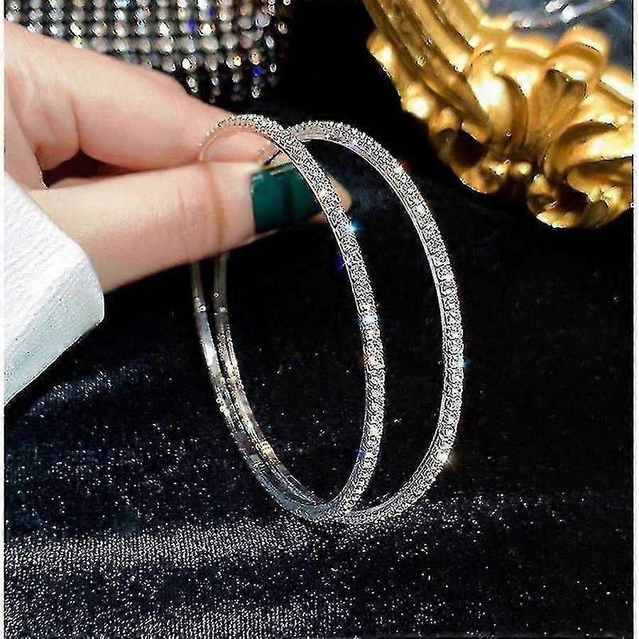 Crystal Hoop Earrings Big Round 50mm