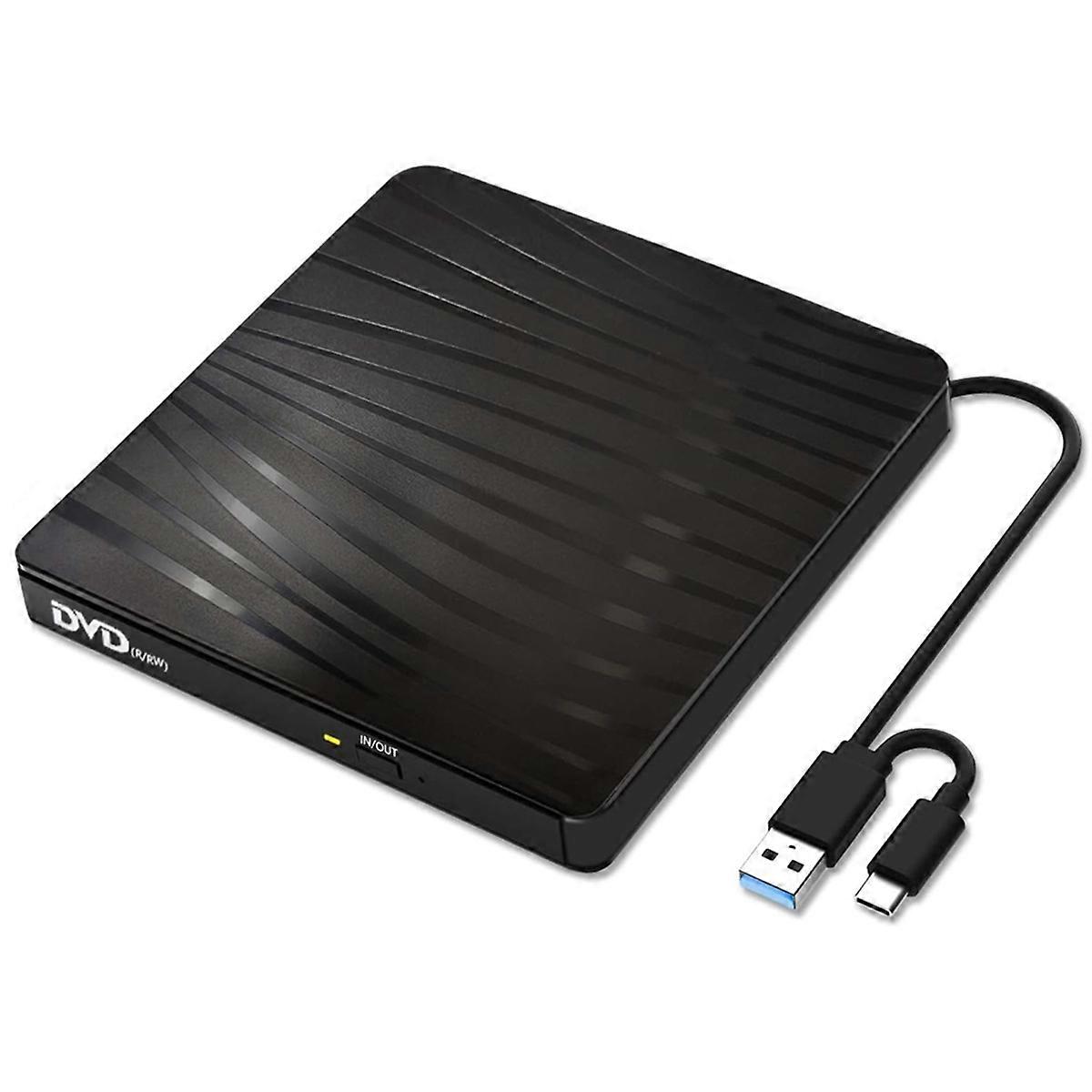 External CD/DVD Drive for Laptop, USB A/C 3.0 CD DVD Player Portable +/-RW Burner CD ROM Reader Writ