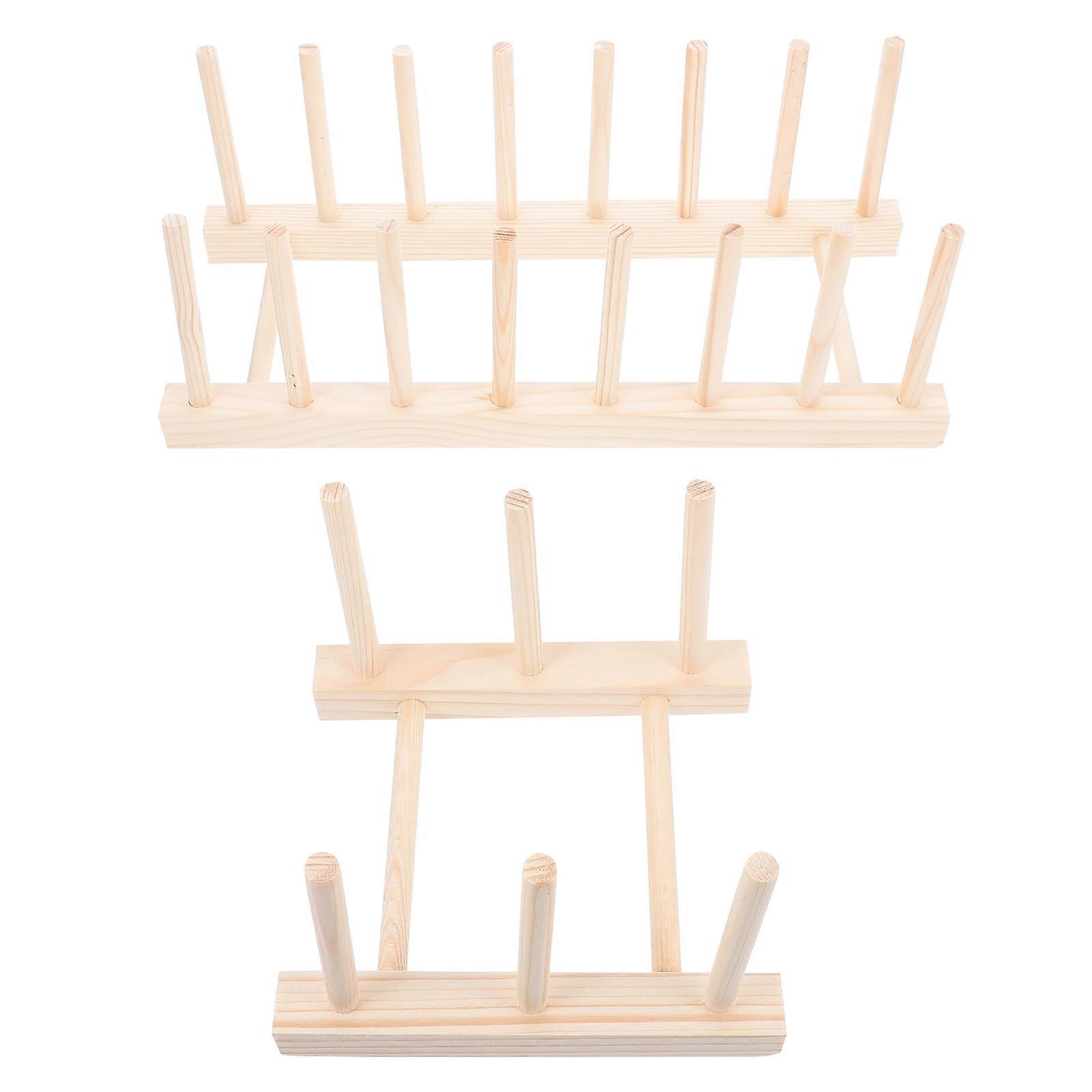 Dish Drying Rack Wooden Multi-Functional Shelf 6Pcs for Kitchen