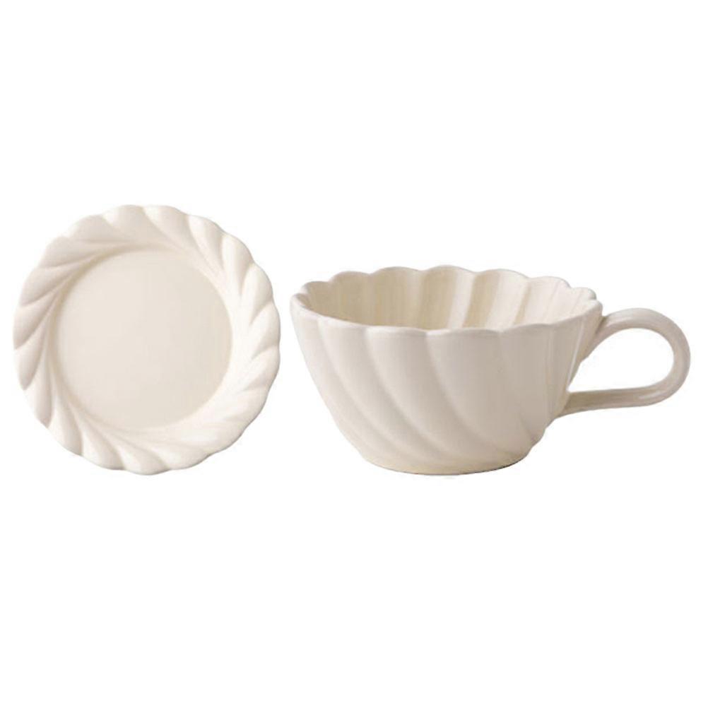 Creative Ceramic Coffee Cup Set For Home Accessory In White Color With Fine Craftsmanship 1 Set