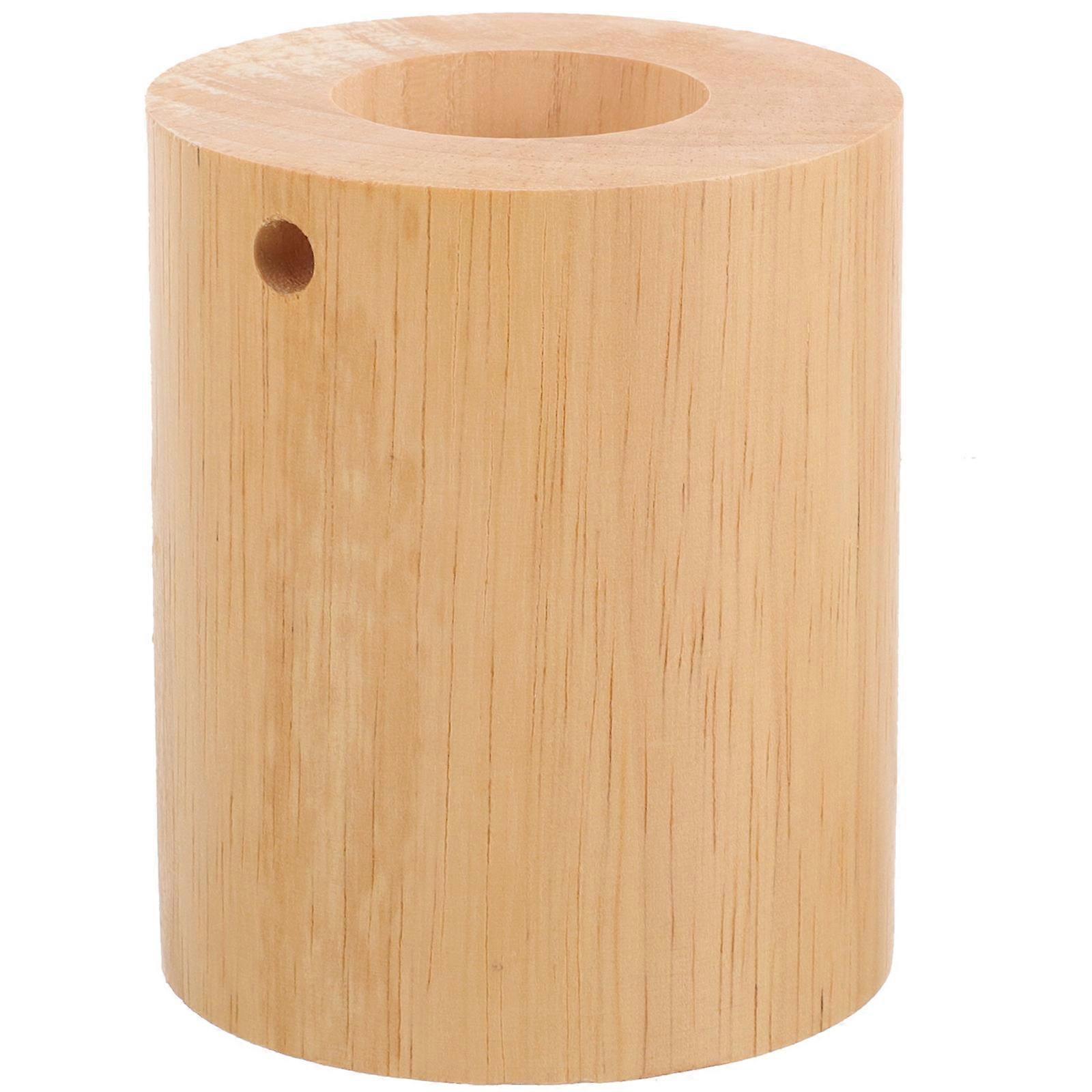 LED Light Base Wooden Lamp Base for Display 5Pcs Beige Cylinder Stand