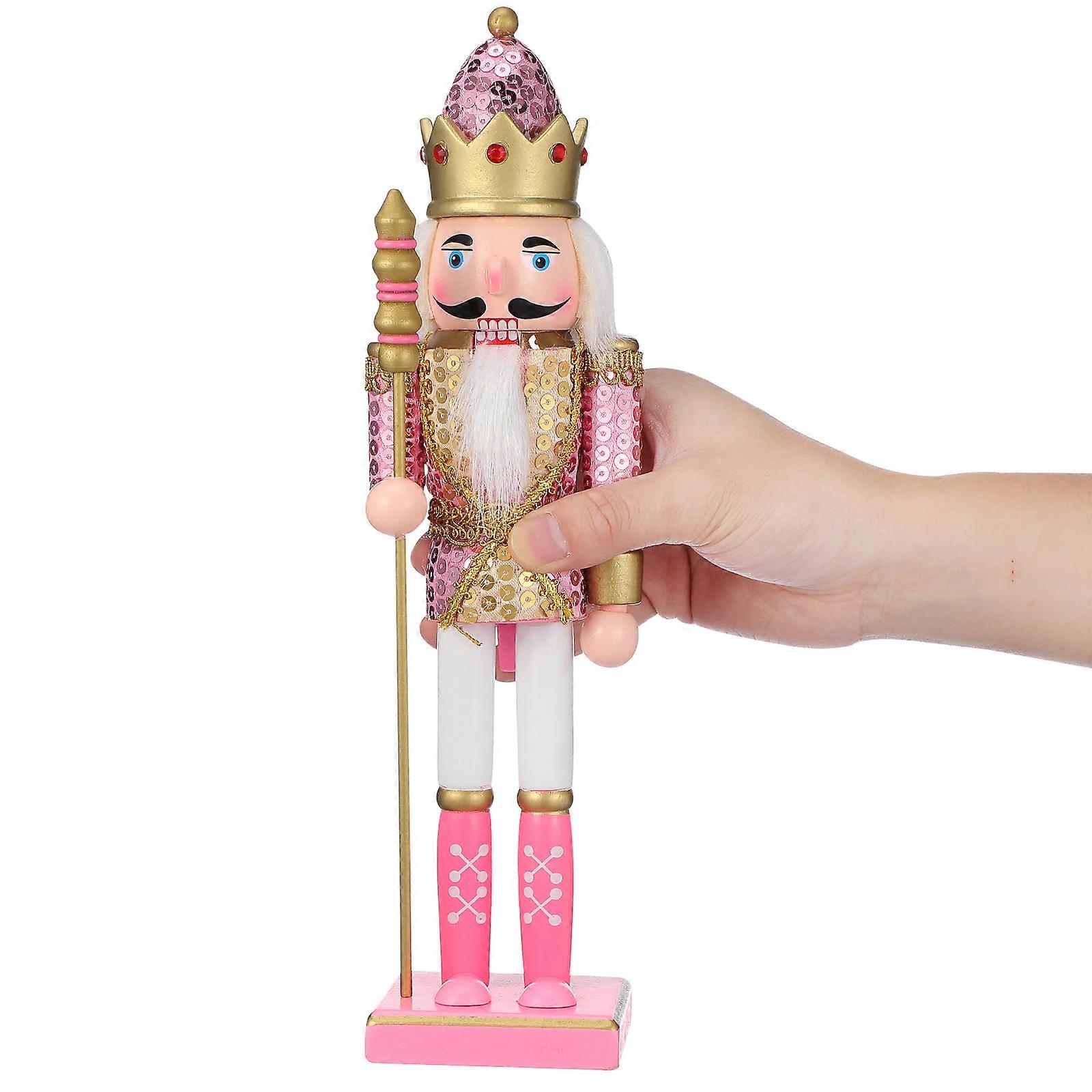 Festive Nutcracker Decoration Wooden Nutcracker Figurine for Decoration 2Pcs