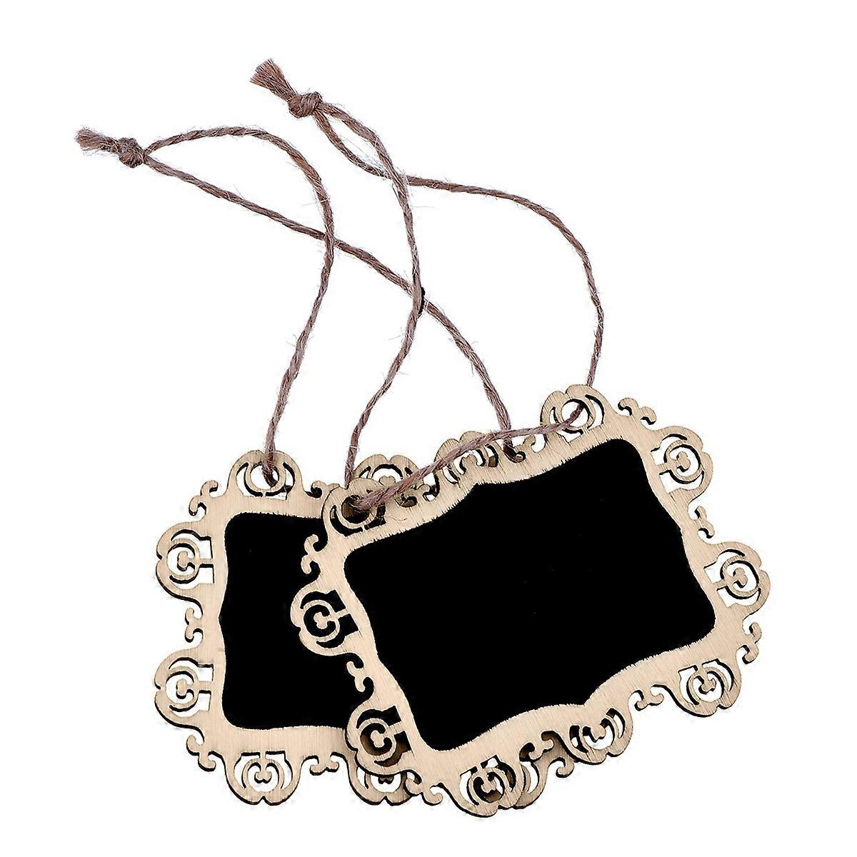 Chalkboard Tags for Leaving Message 10Pcs Black Bamboo Hanging Mini Boards