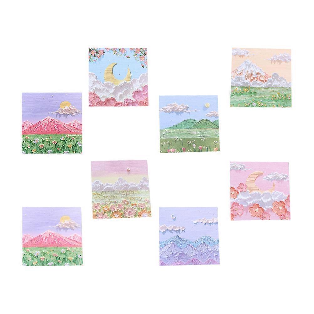16 Pcs Landscape Painting Memo Strong Adhesive Assorted Color Perfect For Journals Diaries Manuals