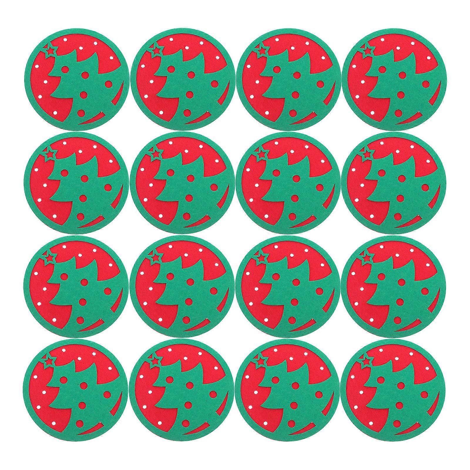 Holiday Felt Coasters for Absorbent Use with 60Pcs Tree Design Mats