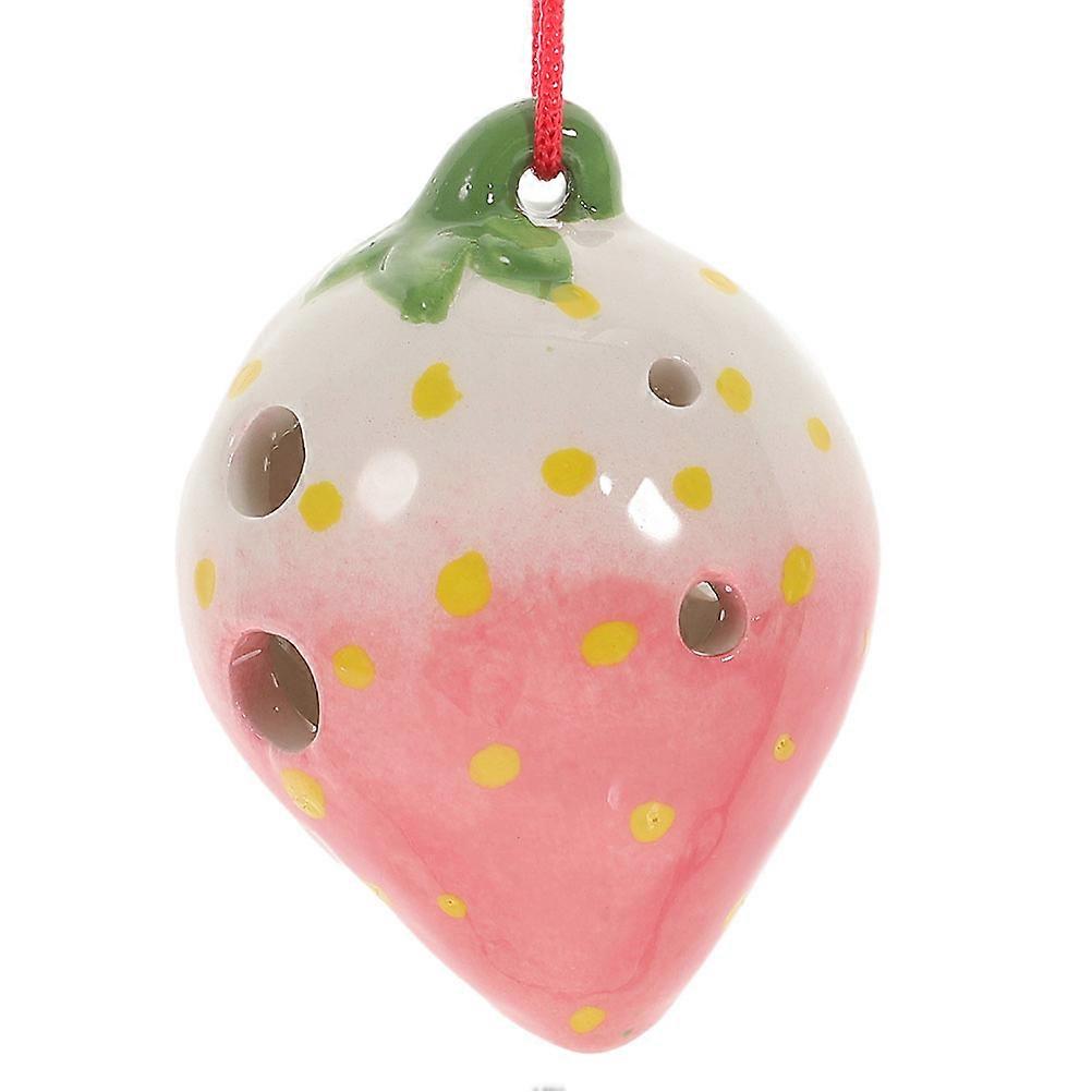 2Pcs Portable Strawberry Shaped Ocarina 6 Holes Wind Instrument Suitable For Kids Music Practice