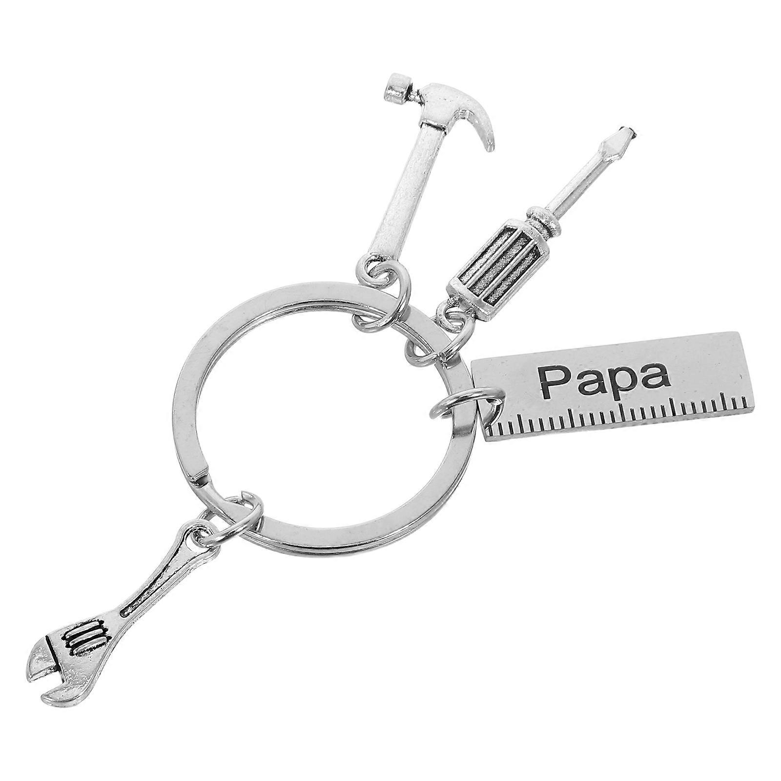 Funny Keyring Stainless Steel for Decoration 3Pcs Silver Tool Keychains