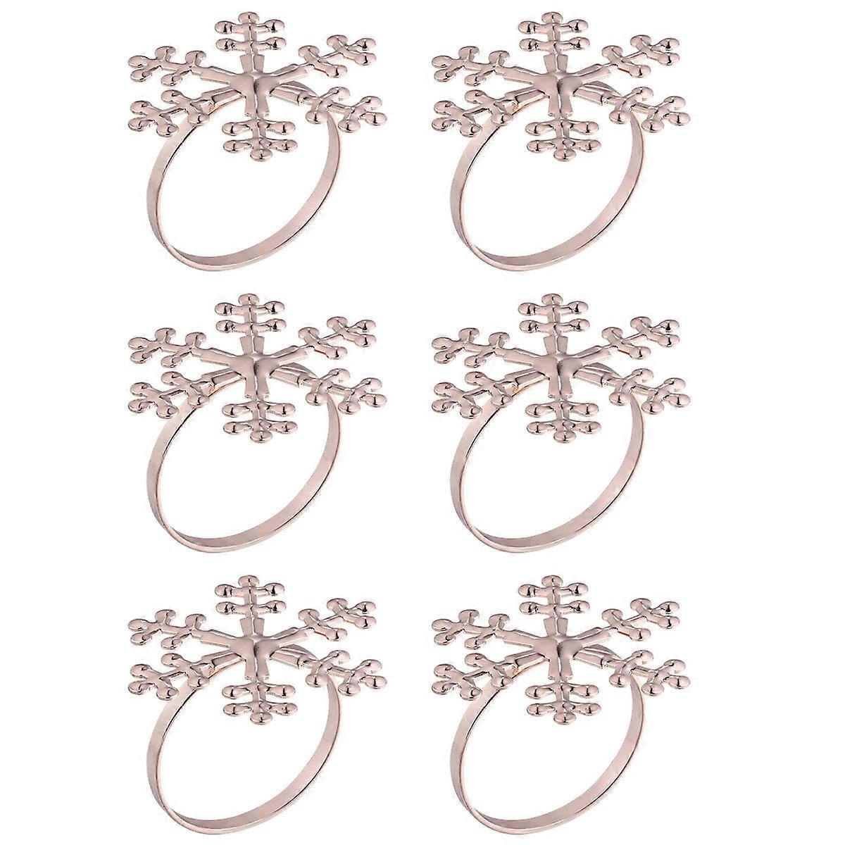 Party Napkin Ring Elegant Alloy Napkin Ring for 6Pcs Snowflake Design