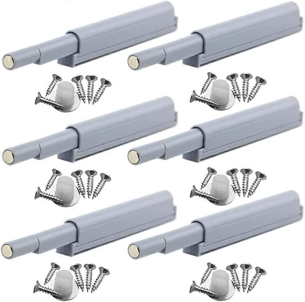 Touch-trigger magnetic locks for cabinets, display cases and doors.