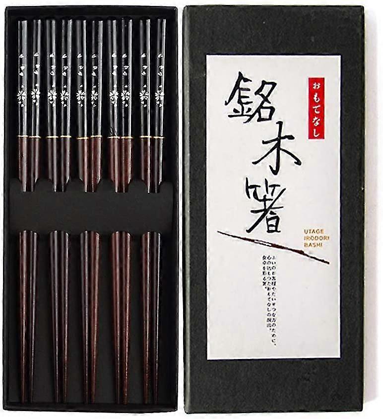日本箸木5ペア再利用可能な天然箸洗浄可能