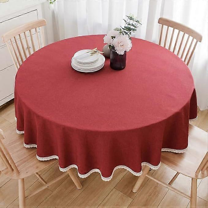 Round tablecloth made of cotton linen, suitable dining tables, coffee tables