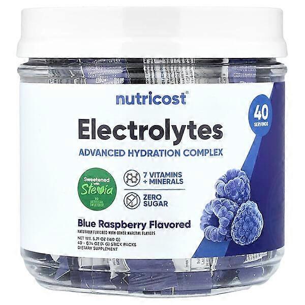 Nutricost, Electrolytes, Advanced Hydration Complex, Blue Raspberry, 40 Stick Packs, 0.14 oz (4 g) Each