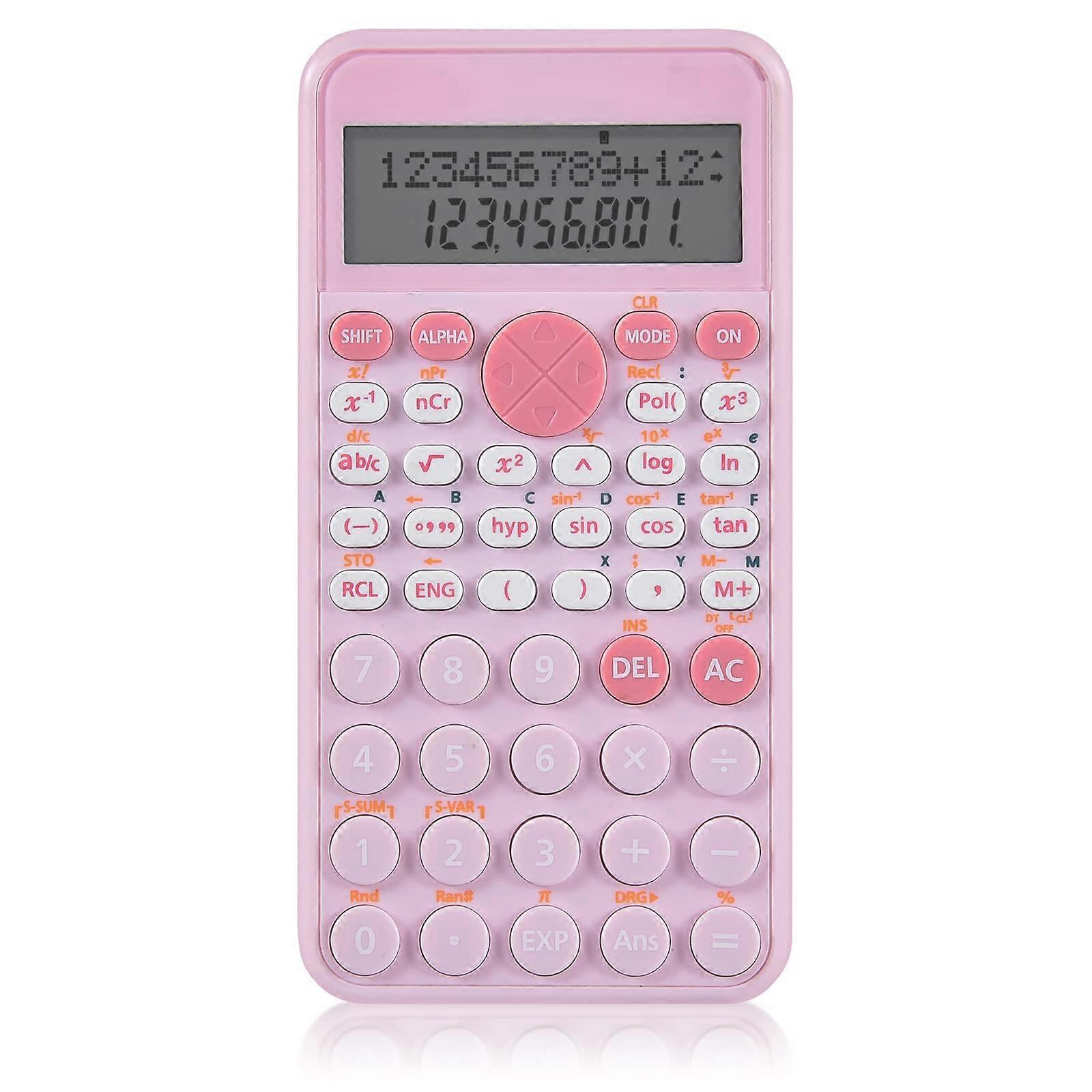 ZENGO Scientific Calculator, Two-Line Display, Slim and Portable,Suitable for School and Business,pink