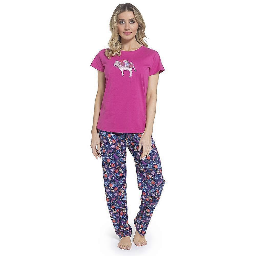 Ladies Short Sleeve Floral Zebra & Sweet Dreams Prints Soft Jersey Pyjama Set