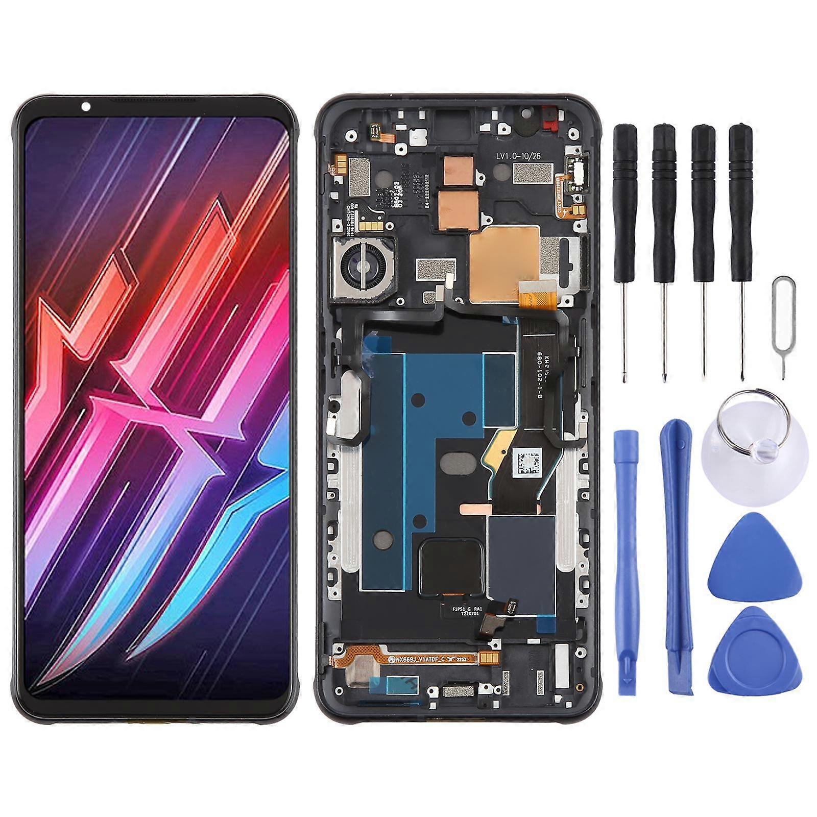 For ZTE nubia RedMagic 6 NX669J COMPATIBLE LCD Screen Digitizer Full Assembly with Frame (Black)