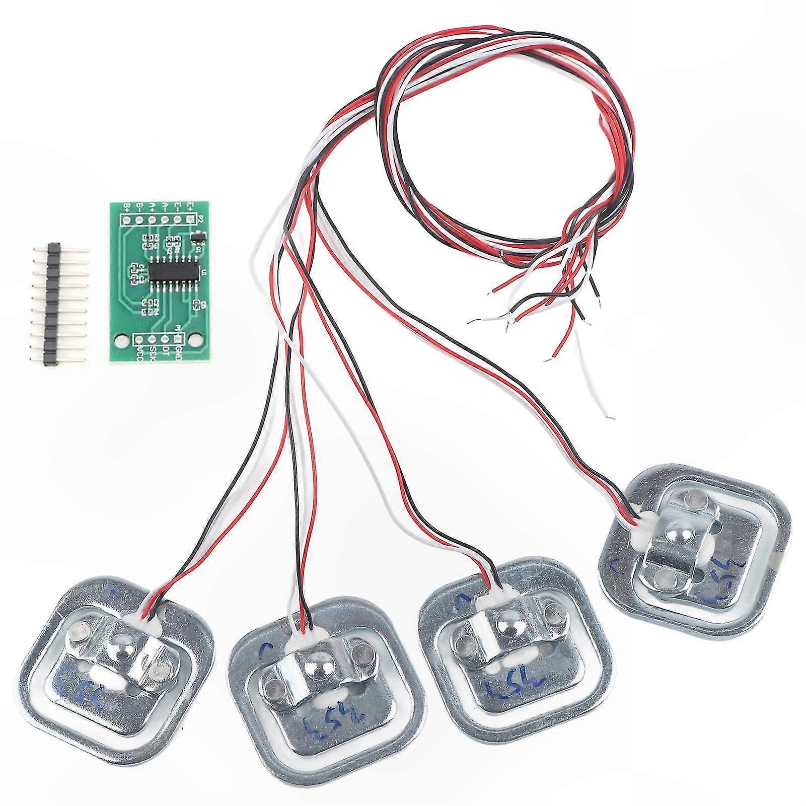 4 Pcs HX711 Module with 50Kg Half Bridge Strain Gauge Sensors, Weighting Sensor Set Compatible with HX711 Amplifier for DIY Projects