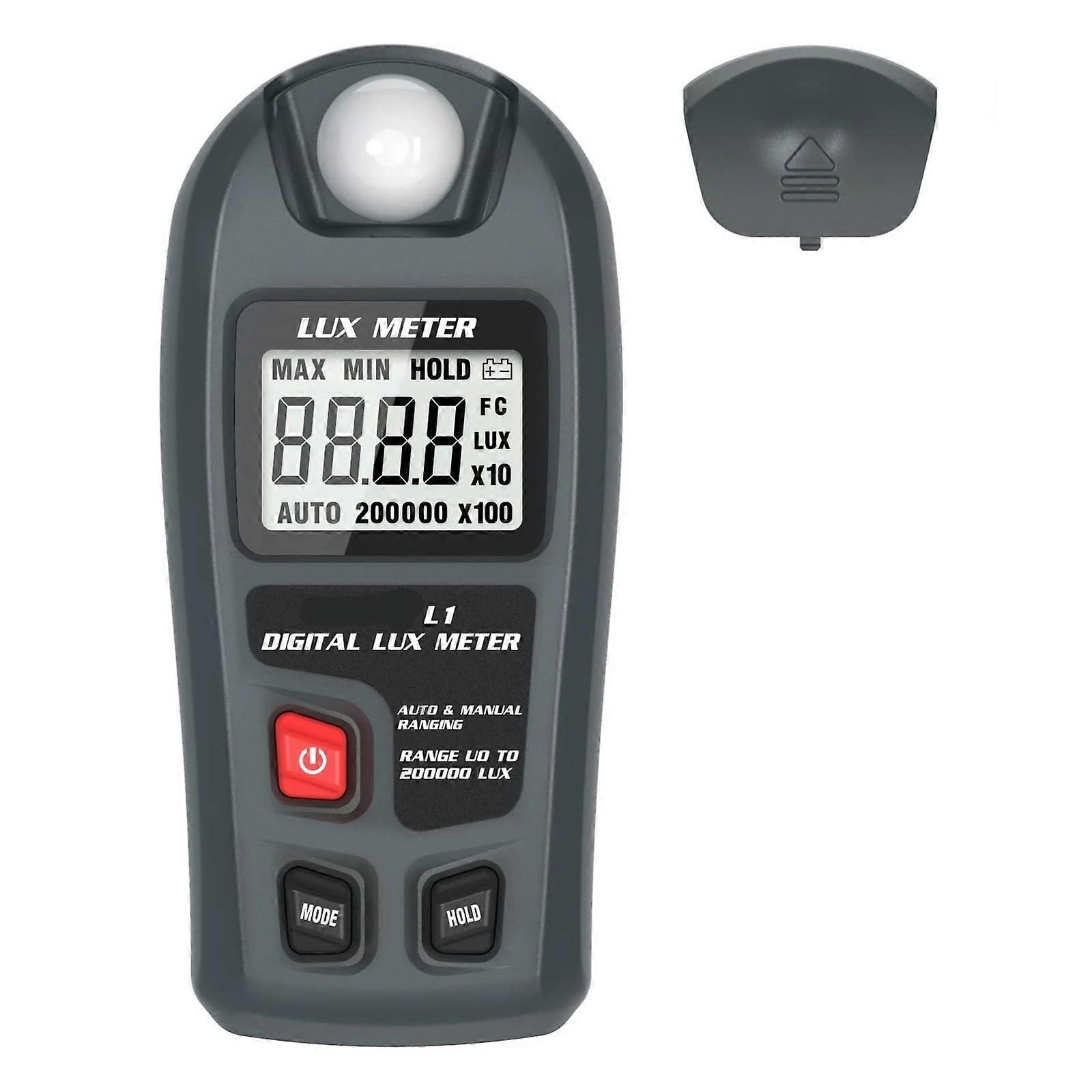 Digital Light Meter 0200,000 Lux Range, LCD Pocket Lux/FC Illuminometer, Model Photometer Sensor
